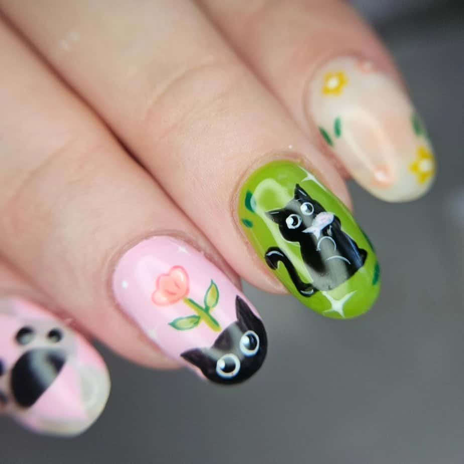 31 Purrfectly Cute Cat-Themed Nail Designs