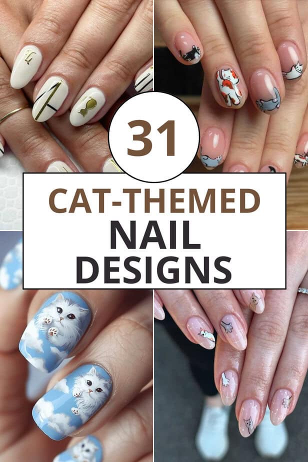 31 Purrfectly Cute Cat-Themed Nail Designs