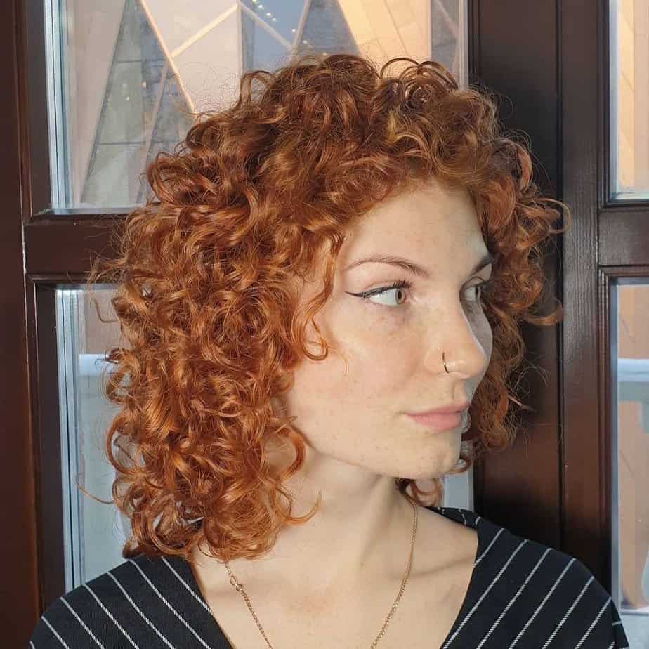 34. Red corkscrew perm