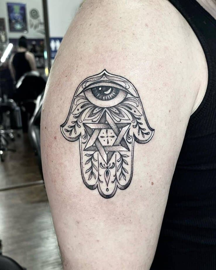 4. Geometric hamsa with all seeing eye