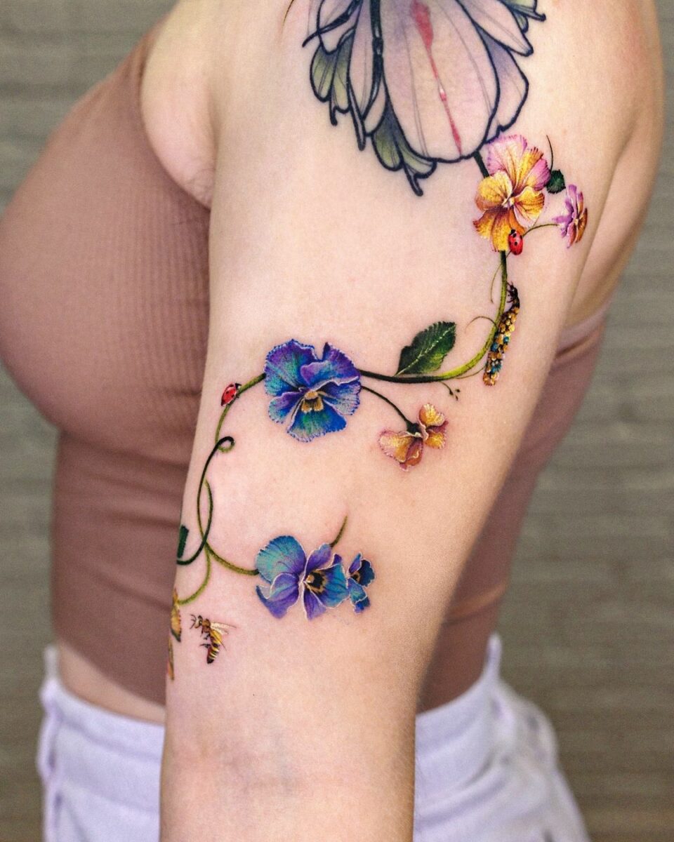 20 Absolutely Gorgeous Purple Flower Tattoo Ideas