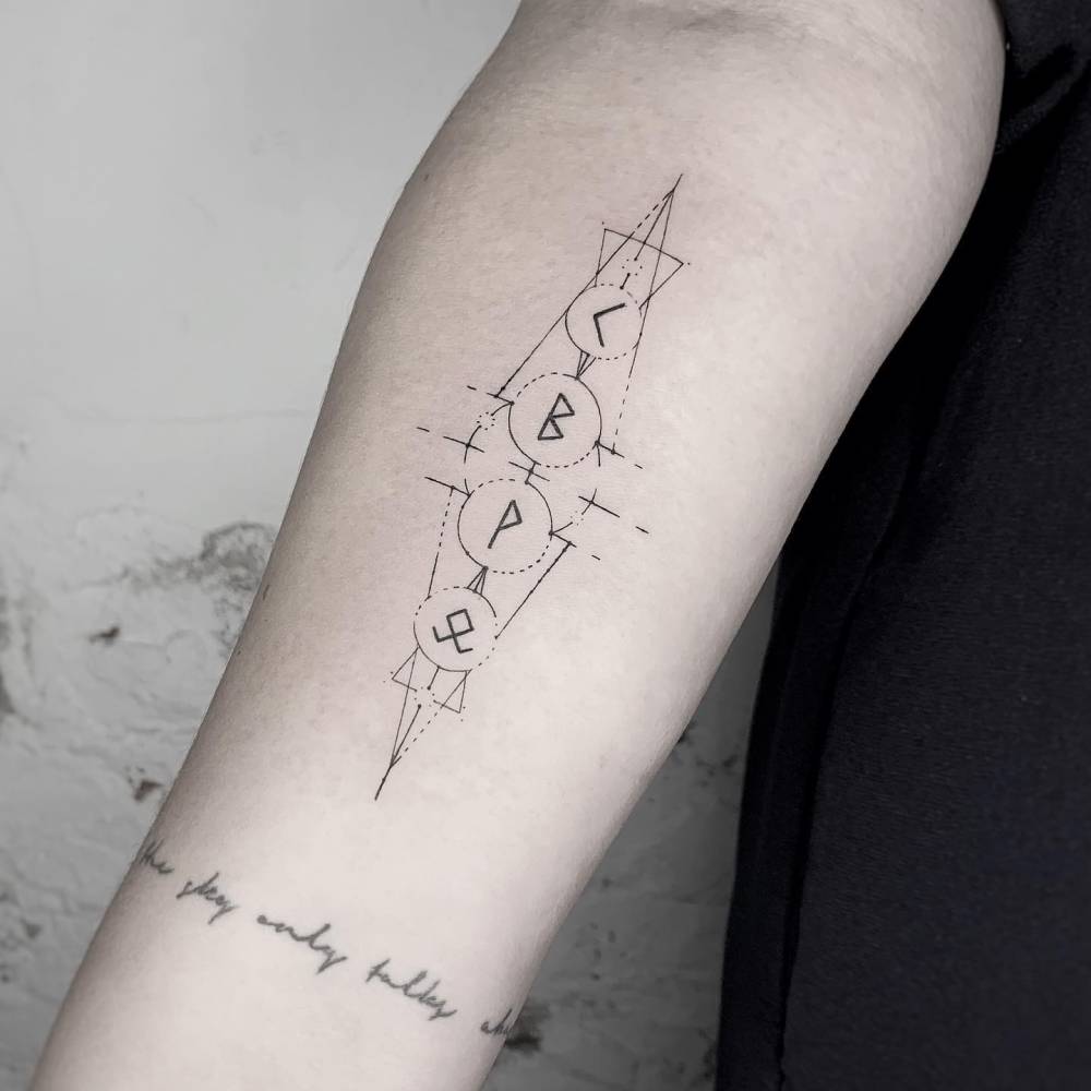 6. Geometric rune alignment on the forearm