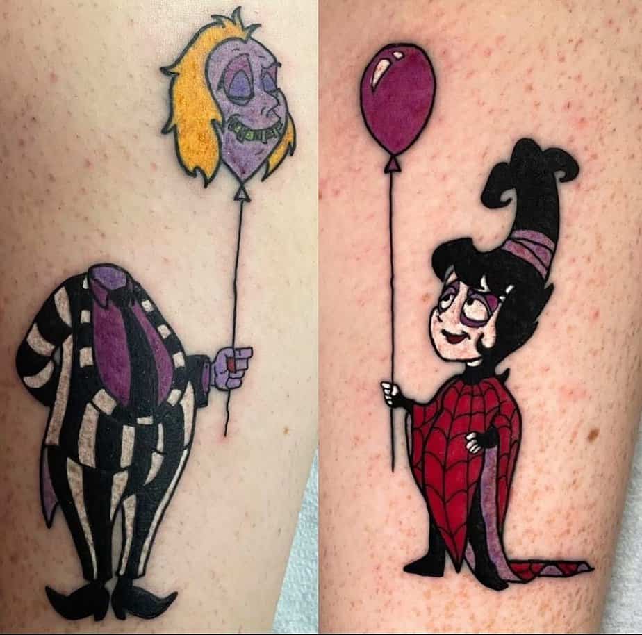 8. Beetlejuice and Lydia matching tattoos