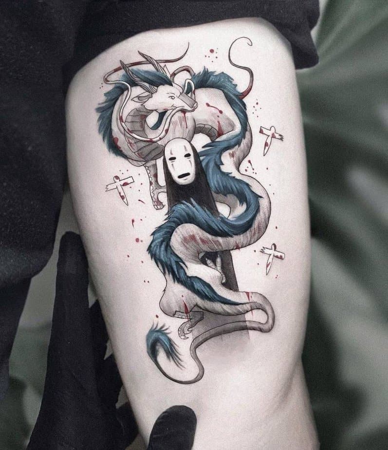 8. No Face and Haku tattoo