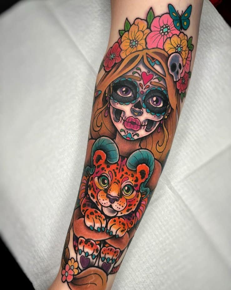 Alebrije and Sugar skull