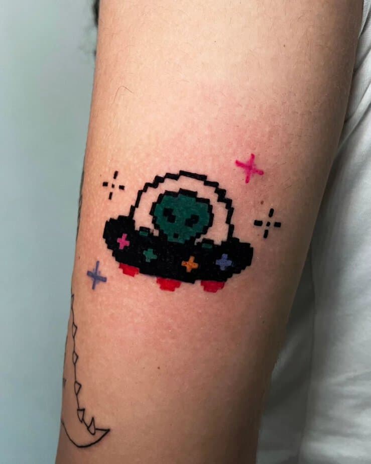 18 Nostalgic Pixel Tattoos To Level Up Your Skin