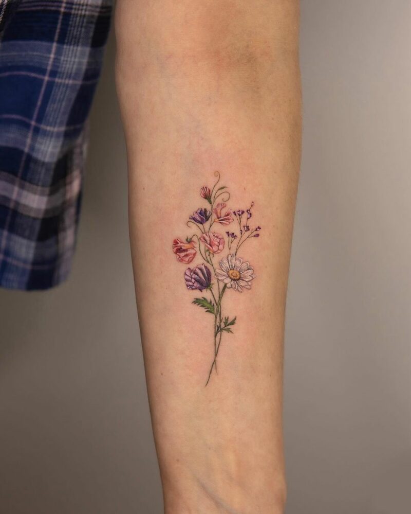 April birth flower tattoo