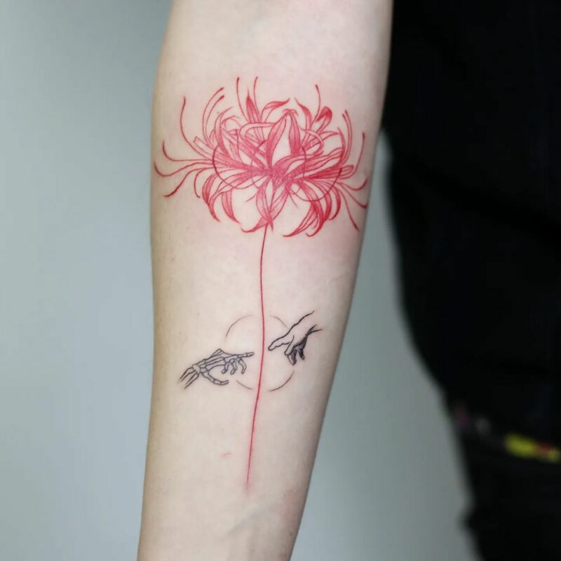 34 Remarkable Red Spider Lily Tattoos To Create A Web Of Beauty