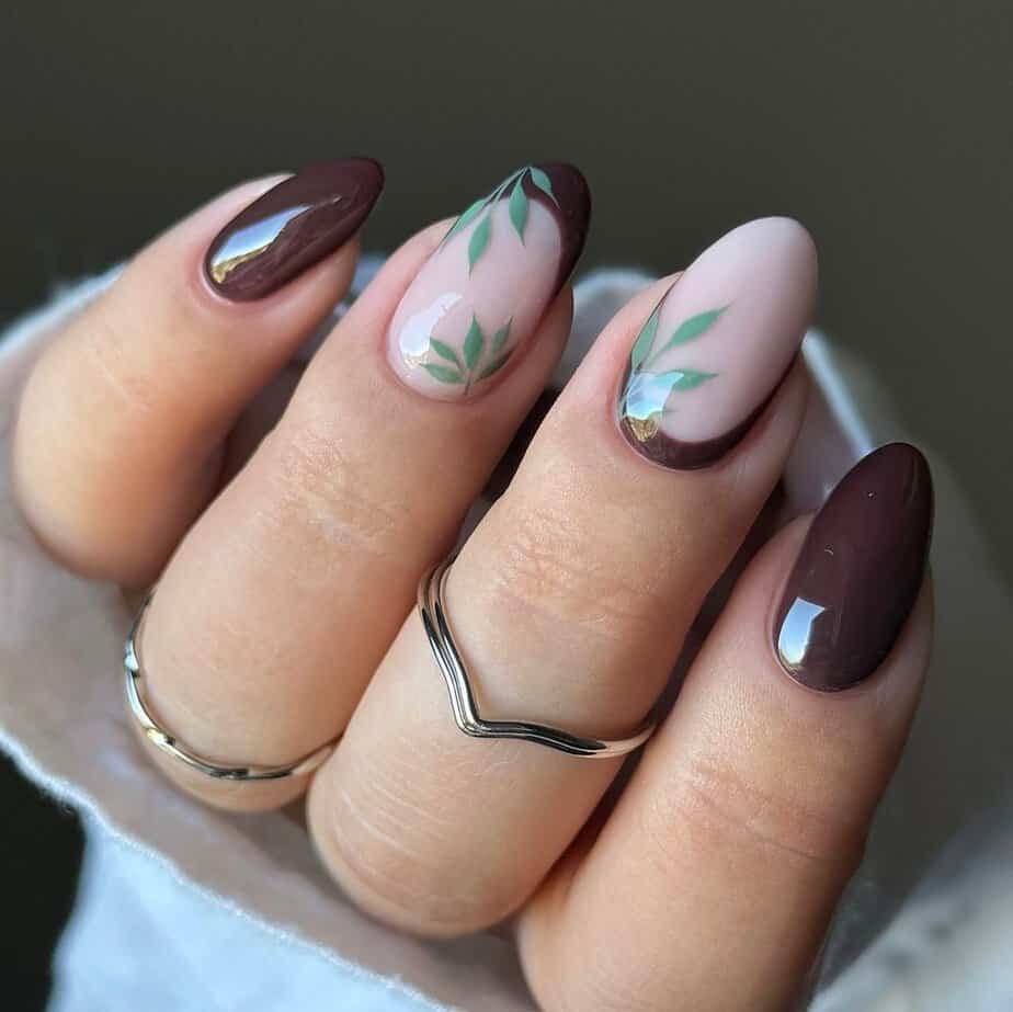 35 Unique Leaf Nails to Express Joy and Creativity