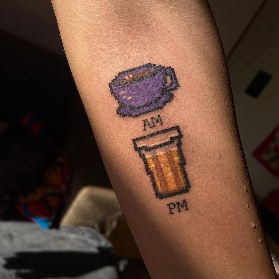 18 Nostalgic Pixel Tattoos To Level Up Your Skin