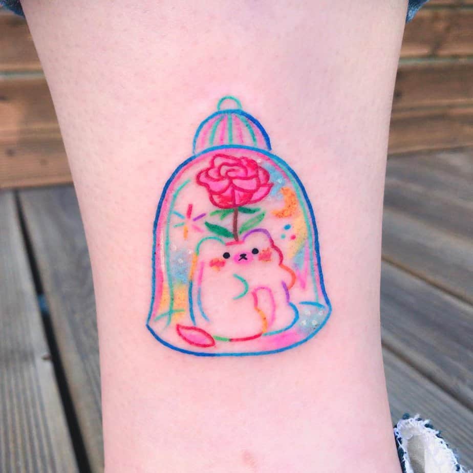 Cute and whimsical rose tattoo