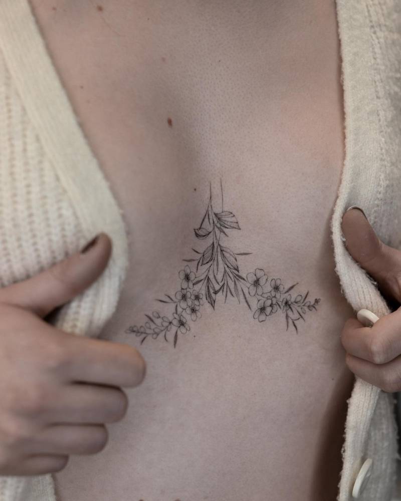 18 Eye-catching Sternum Tattoos To Adorn Your Skin