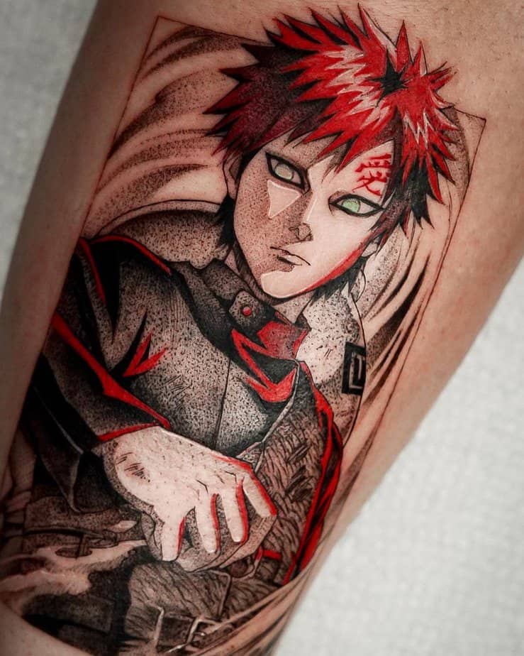 Gaara tattoo on the forearm