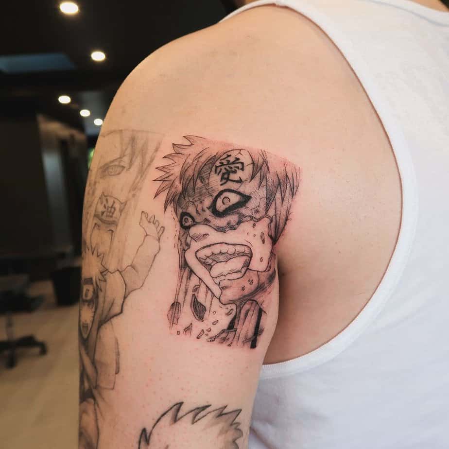 Gaara tattoo on the shoulder