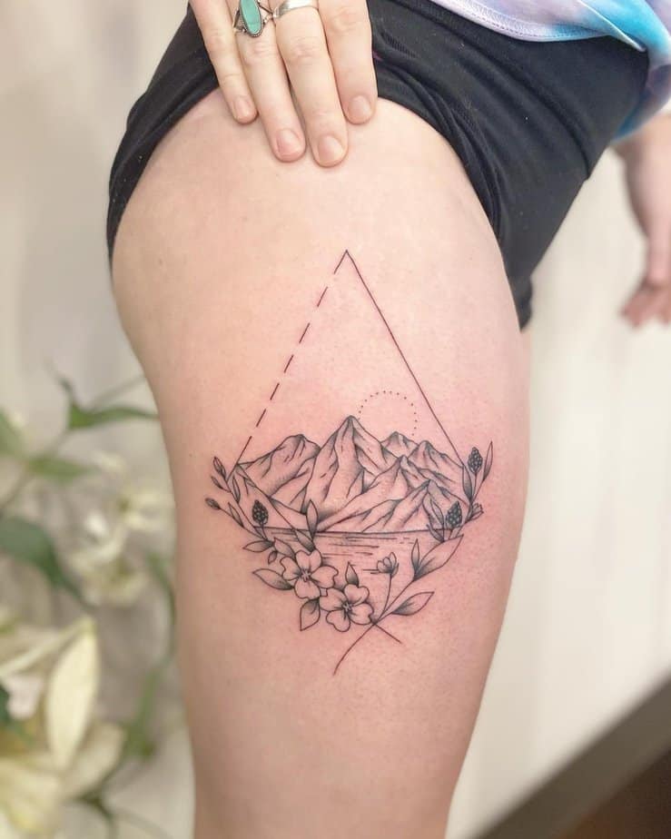 Geometric dogwood flower tattoo