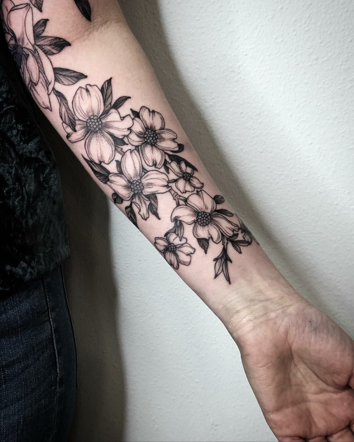 Half sleeve of dogwoods and magnolias