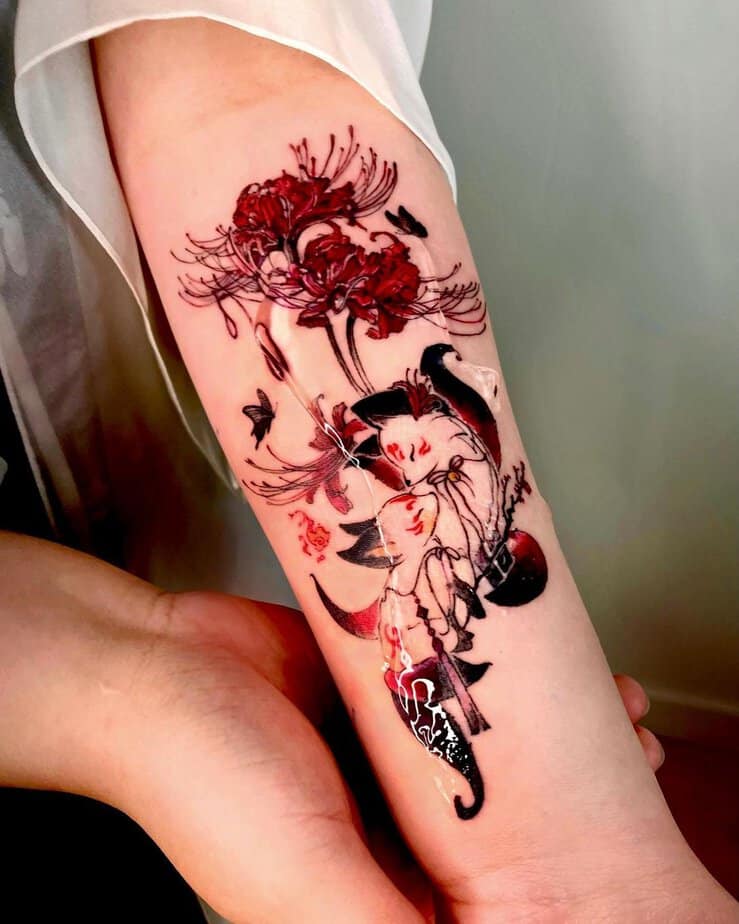 Nine tailed foxes and spider lilies