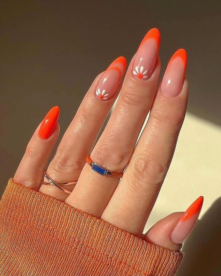 Orange graduation nails