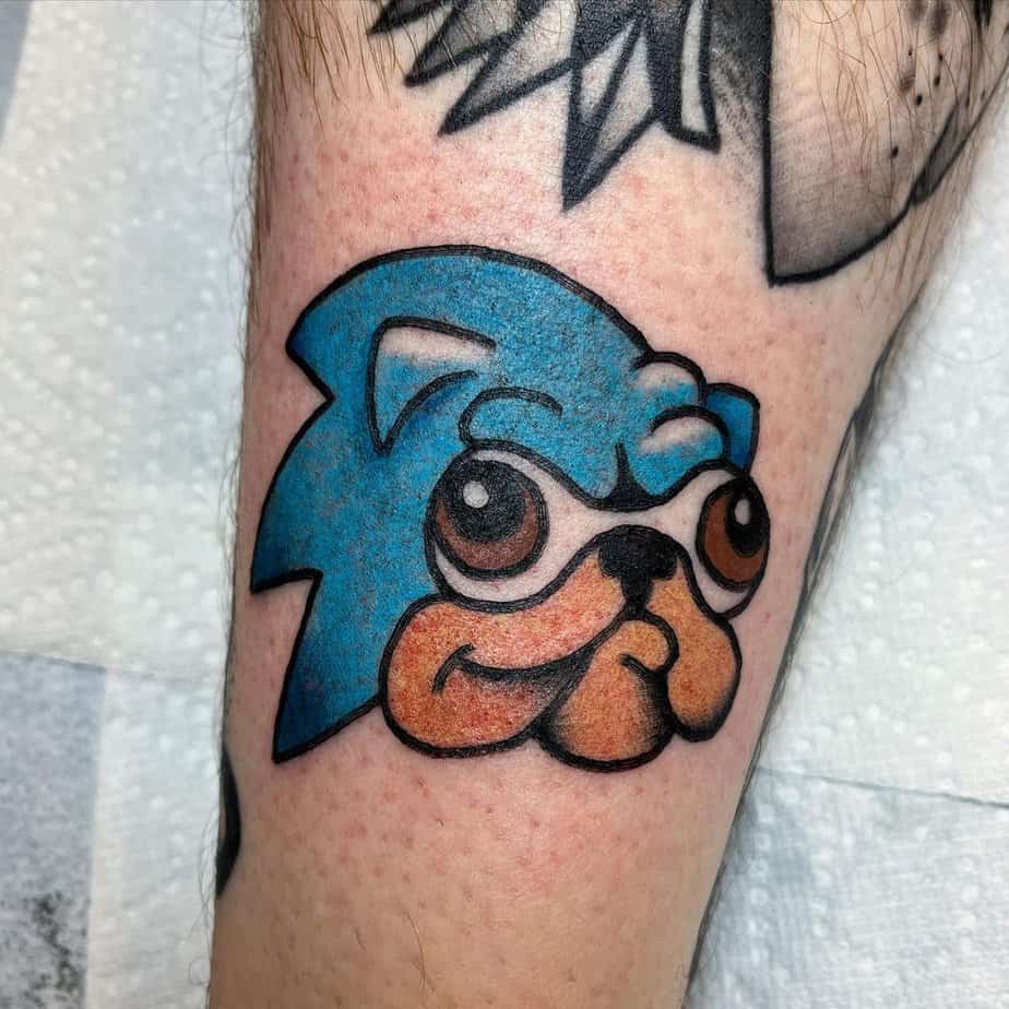 Pug Sonic tattoo