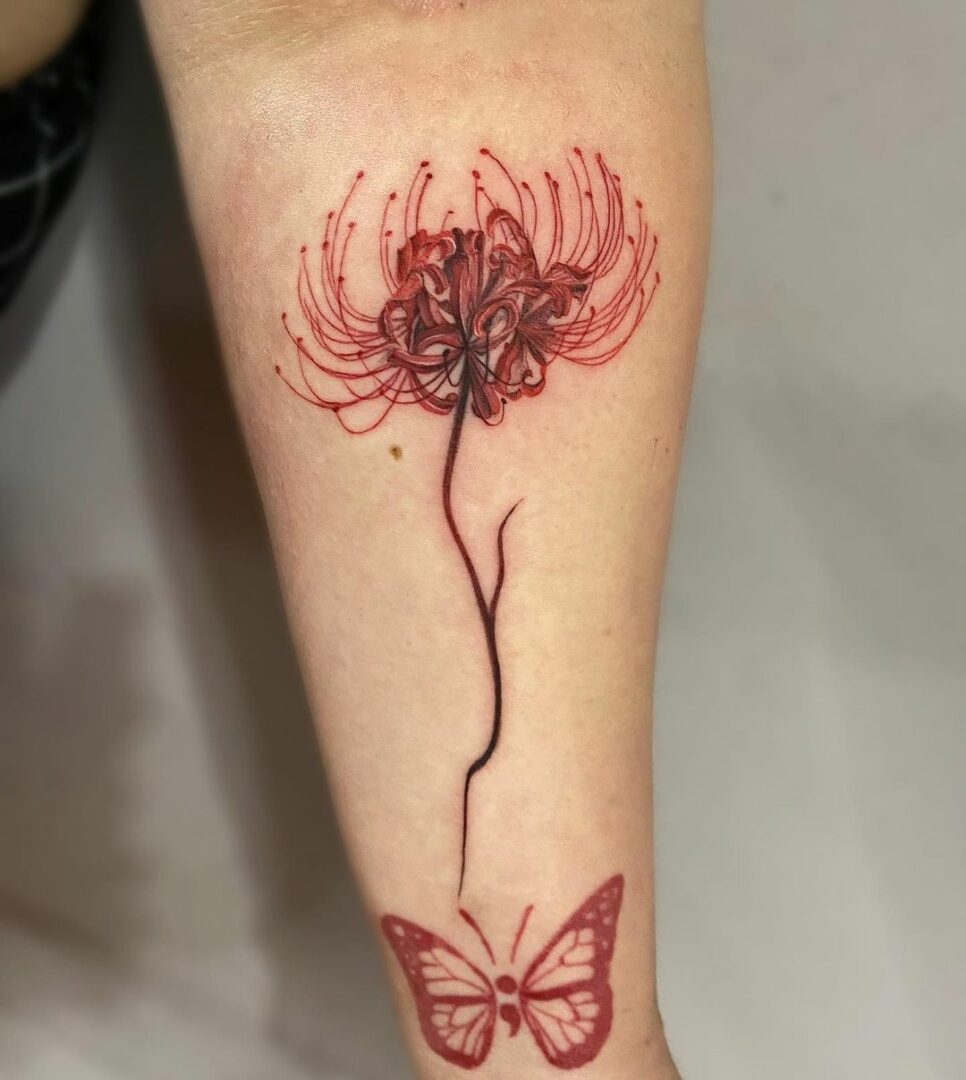 34 Remarkable Red Spider Lily Tattoos To Create A Web Of Beauty