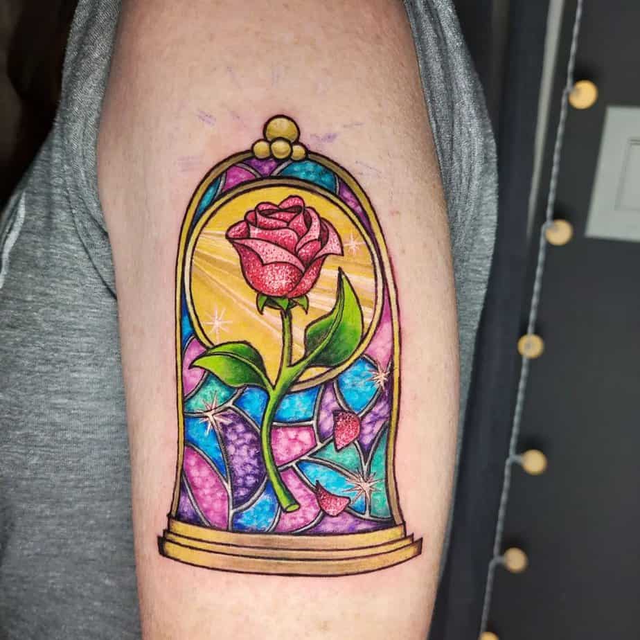 20 Magical Beauty and the Beast Rose Tattoos Honoring True Love