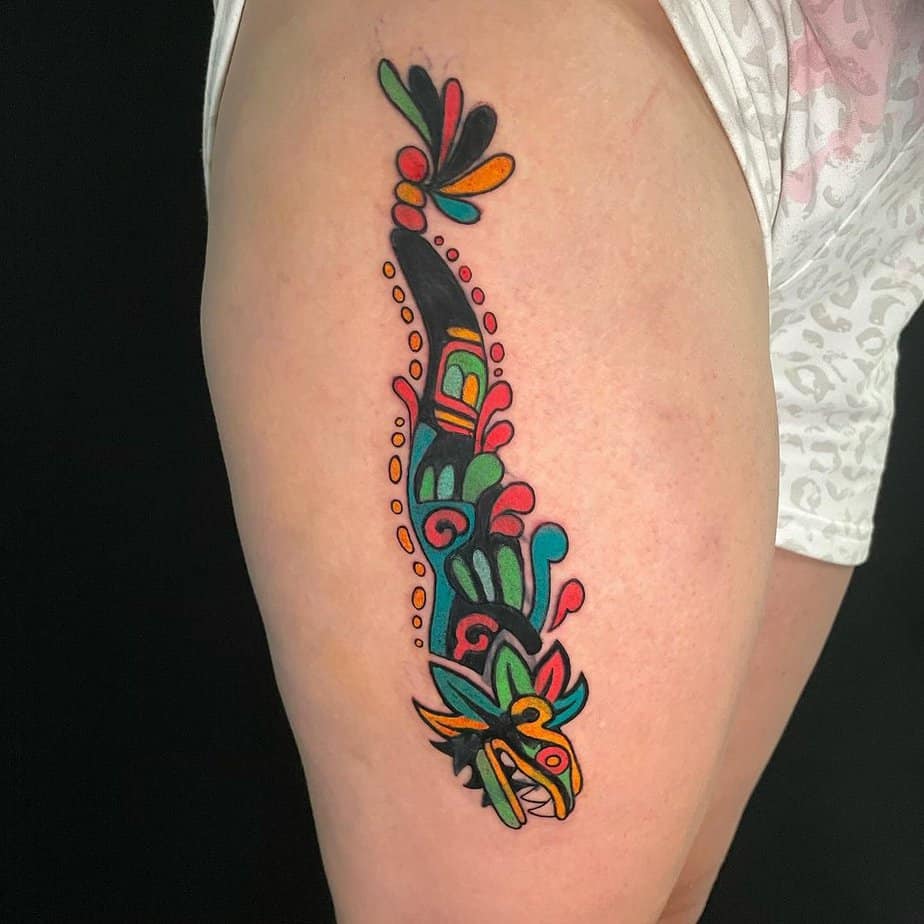 Traditional Quetzalcoatl tattoo