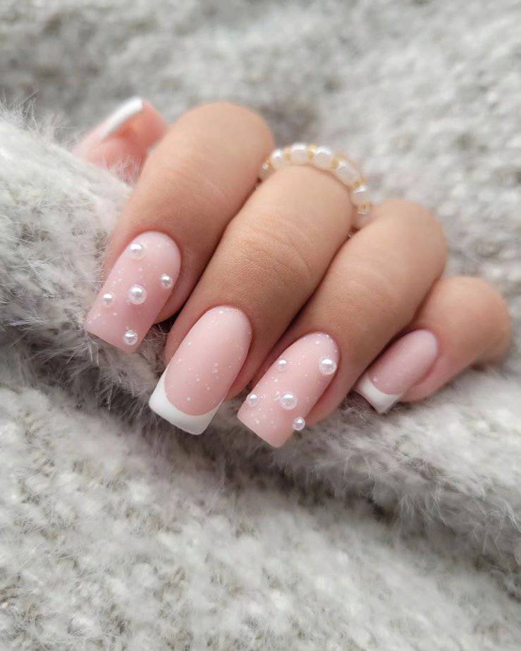 20. French pearl nails