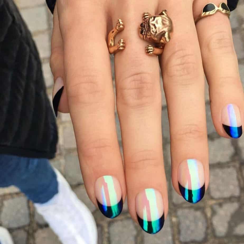 8. Edgy iridescent French tips