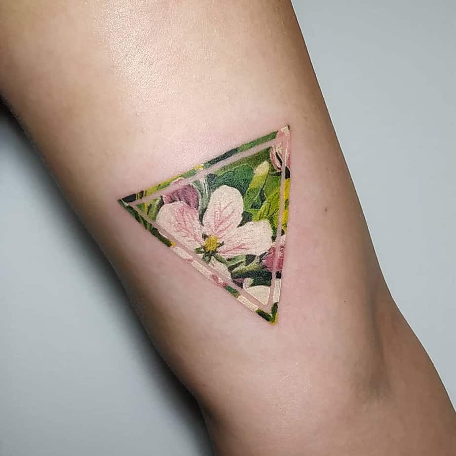 Apple blossom in an upside down triangle