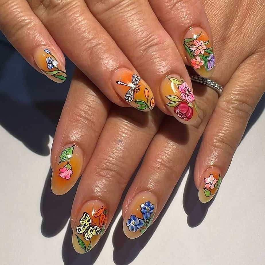 27 Gorgeous Garden Nails That Will Make Your Fingers Bloom 