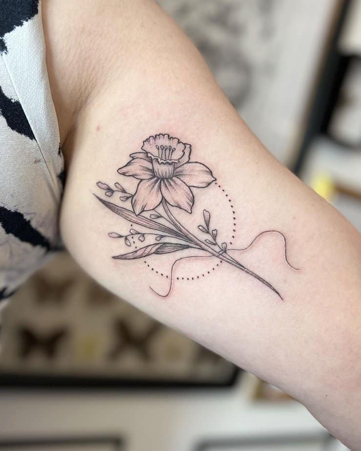 Geometric daffodil tattoo