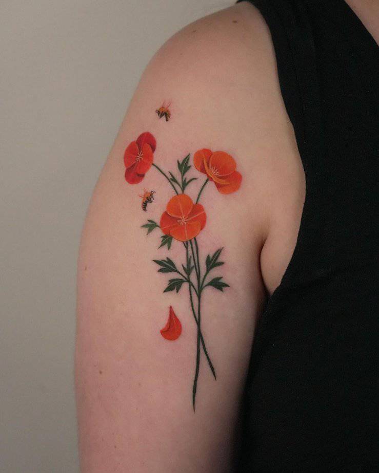 Poppies and honeybees