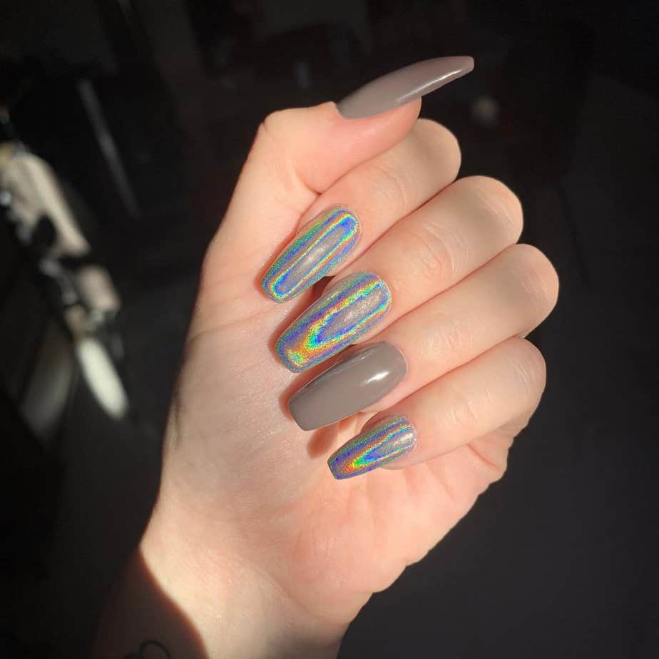 Rainbow aurora nails