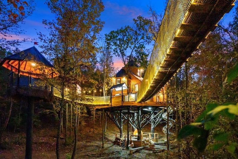 Ultra Luxury Treehouse with a Cable Bridge and Waterfall