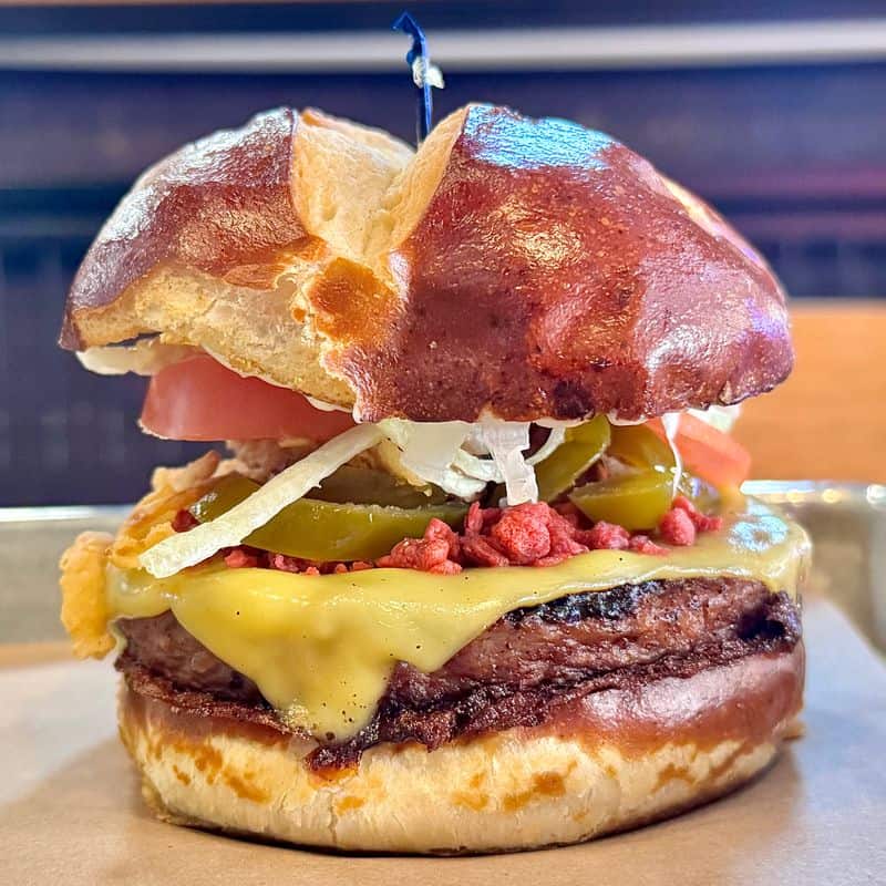 Jalapeno Cheeseburger On Pretzel Bun