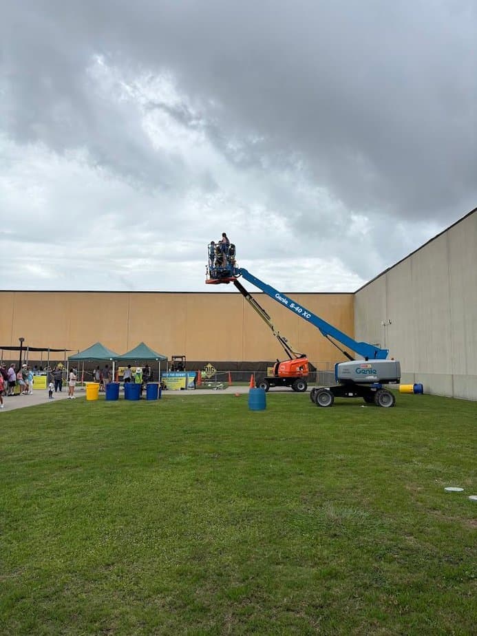 Ever Wanted To Drive A Bulldozer? This Texas Park Lets You Do That Boom Lift Ball Toss