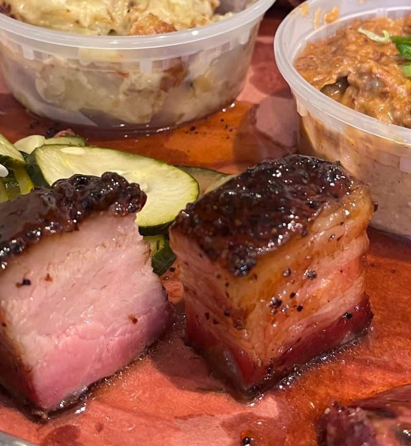 Peach Tea Glazed Pork Belly Bites