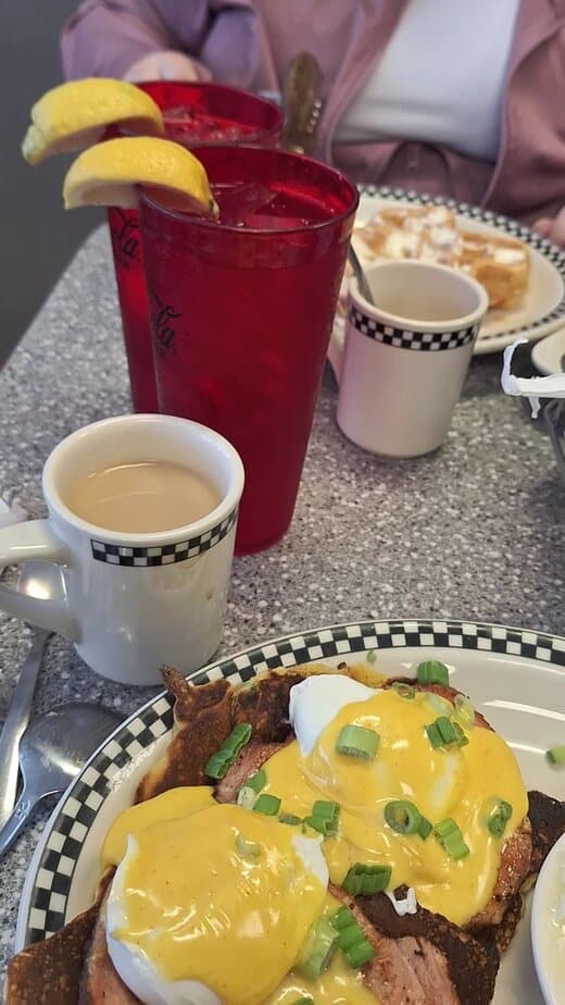 Bayou Eggs Benedict on Jalapeno Corn Cakes